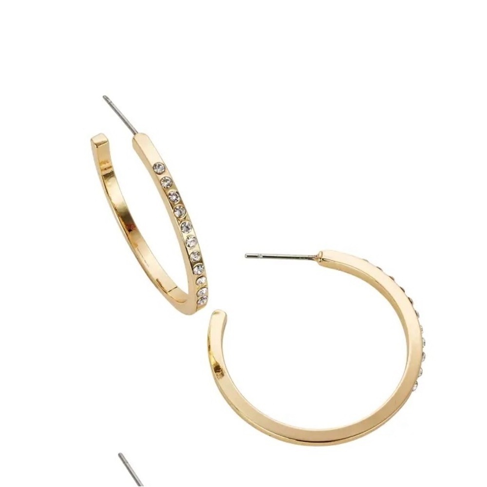 Park Lane Glo Earrings | New | Crystal-Embellished Gold Hoop Earrings